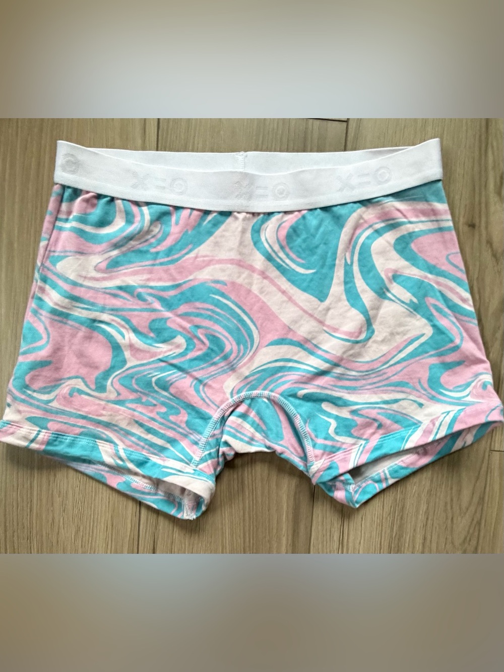 Tomboyx Womens Marble Boy Shorts Underwear Sz S Pink Teal White
